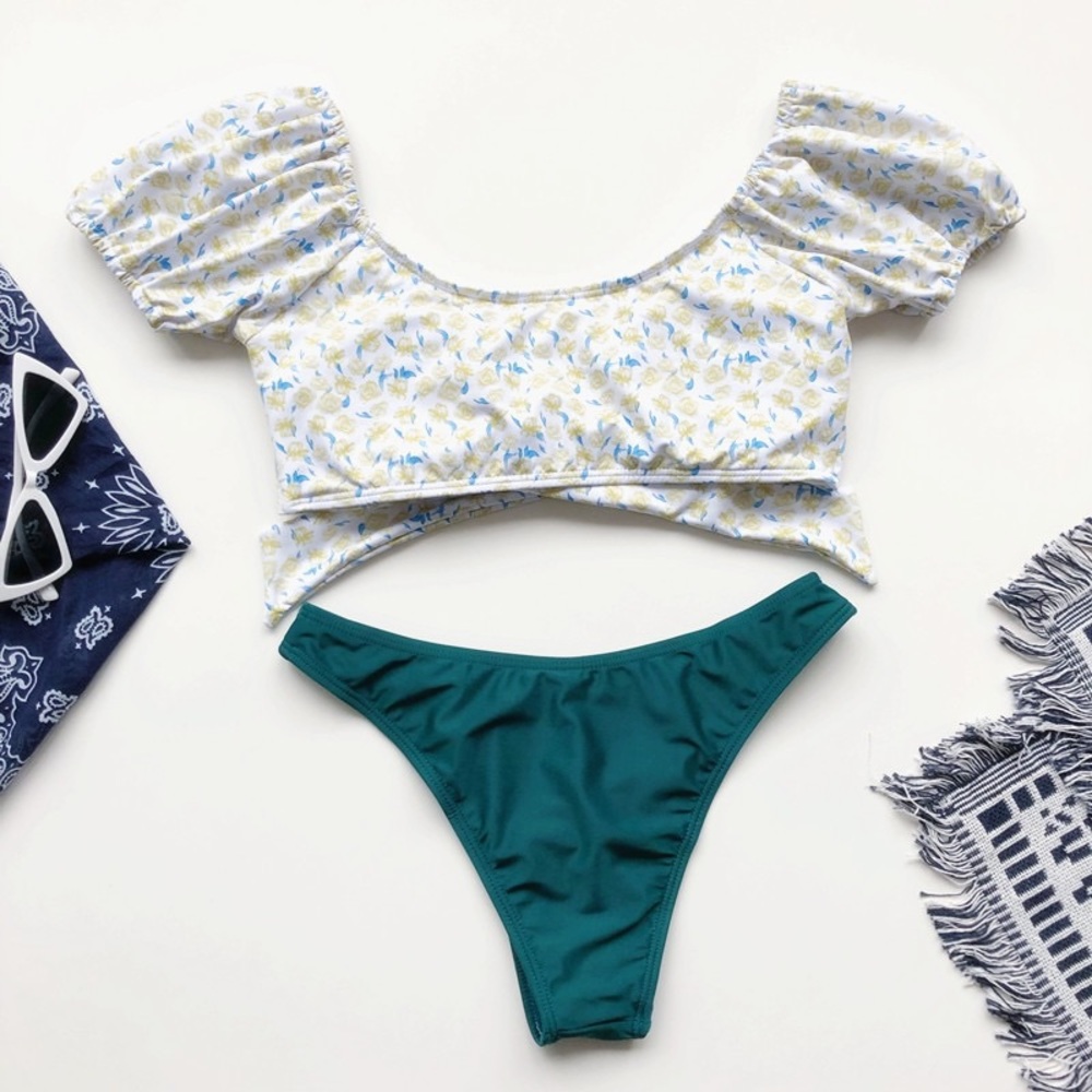 ❤️Floral Two Pieces Front Tie Bikini Set - Picture 3 of 3